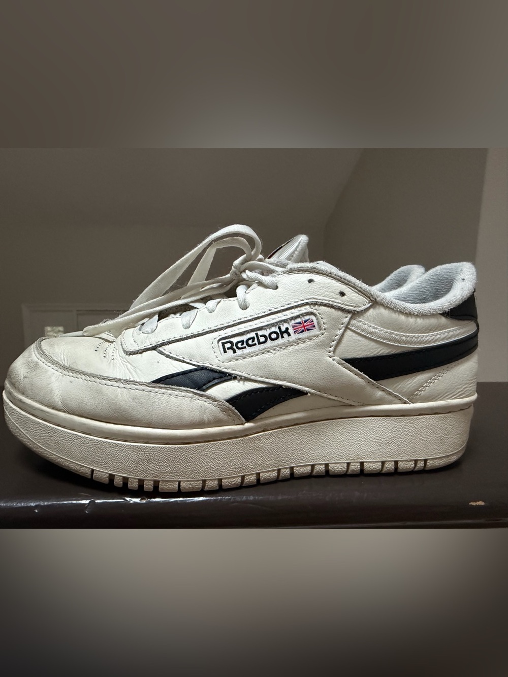 Reebok Kids White and Black Leather Casual Sneaker